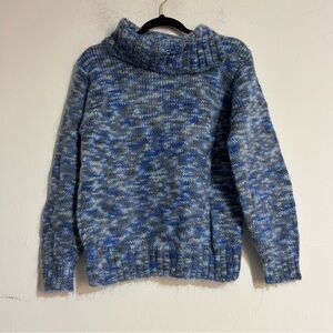 Heritage Made in Ireland Blue Knit Kid Mohair Wool Blend Sweater Size Medium